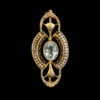 Antique Filigree 14K Aquamarine & Seed Pearl Brooch
