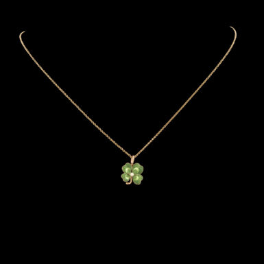 Antique 14K & Pearl Enameled Clover Pendant