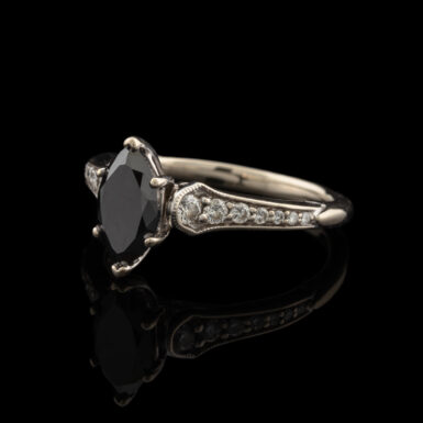 Pre-Owned Black Diamond Engagement Ring in 14K White Gold