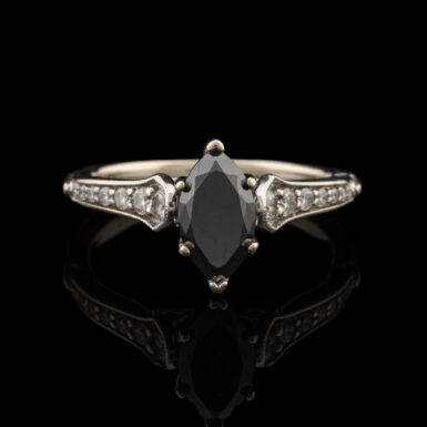 Pre-Owned Black Diamond Engagement Ring in 14K White Gold