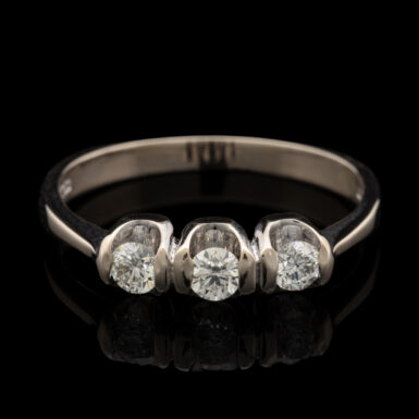 Pre-Owned Three-Diamond Ring in 18K White Gold