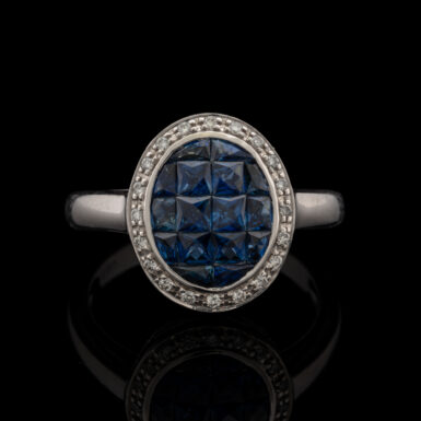 Pre-Owned Sapphire & Diamond Ring in 18K White Gold