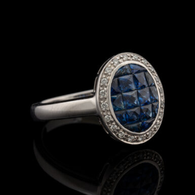 Pre-Owned Sapphire & Diamond Ring in 18K White Gold