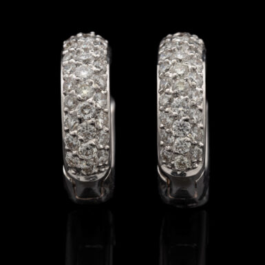 Pre-Owned 14K White Gold Diamond Huggie Earrings