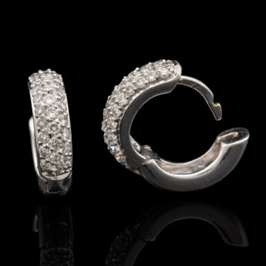 Pre-Owned 14K White Gold Diamond Huggie Earrings