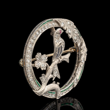 Antique Diamond & Platinum Bird Brooch