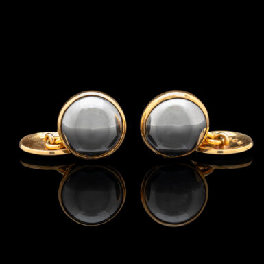 Vintage 18K Hugo Stromshl Hematite Cufflinks