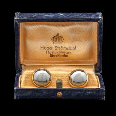 Vintage 18K Hugo Stromshl Hematite Cufflinks