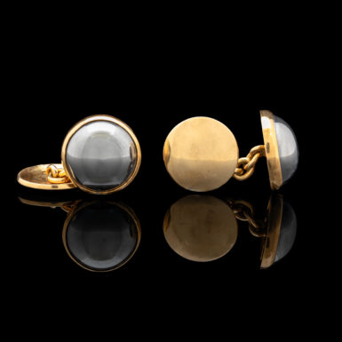 Vintage 18K Hugo Stromshl Hematite Cufflinks