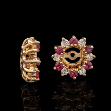 Pre-Owned Ruby & Diamond Earring Jackets in 14K