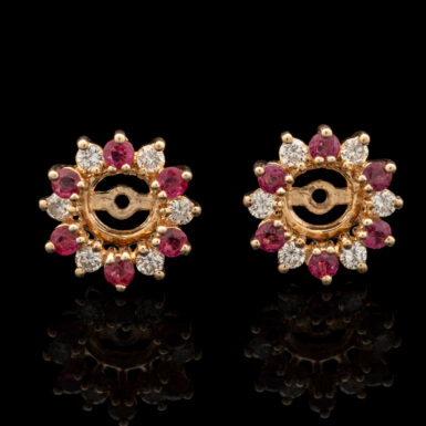 Pre-Owned Ruby & Diamond Earring Jackets in 14K