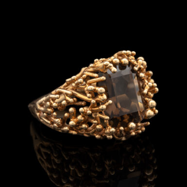 Vintage 1970 Smokey Quartz Ring in 14K