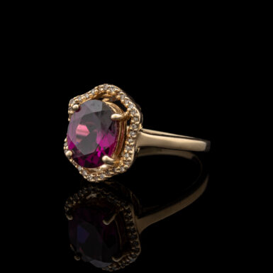 Pre-Owned Purple Spinel & Diamond Halo Ring in 10K