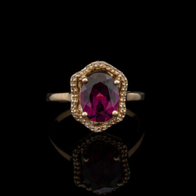 Pre-Owned Purple Spinel & Diamond Halo Ring in 10K