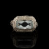 Antique Aquamarine Filigree Ring in 14K White Gold