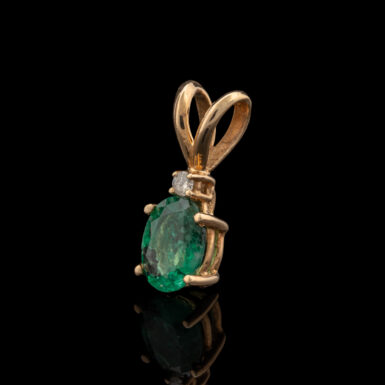 Pre-Owned Emerald & Diamond Pendant in 10K