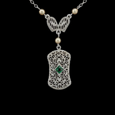 Antique Art Deco 10K Filigree Pendant