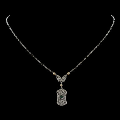 Antique Art Deco 10K Filigree Pendant