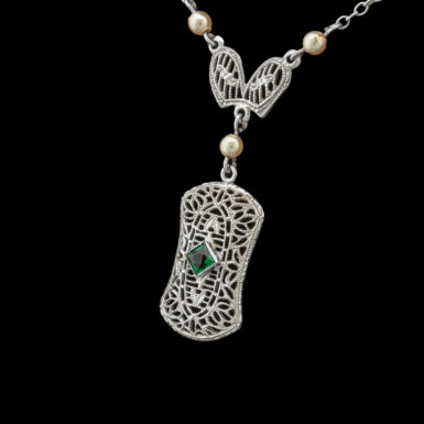 Antique Art Deco 10K Filigree Pendant