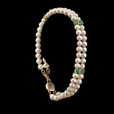 Pre-Owned Fresh Water Pearl, Emerald & Diamond Bracelet