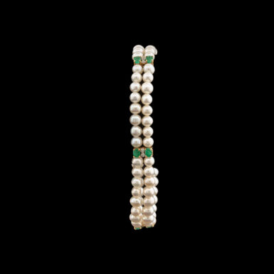 Pre-Owned Fresh Water Pearl, Emerald & Diamond Bracelet