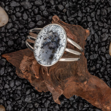 Pre-Owned Black & White Agate Bracelet in Sterling