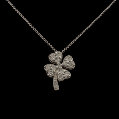 Pre-Owned Diamond 4-Leaf Clover Necklace in 18K