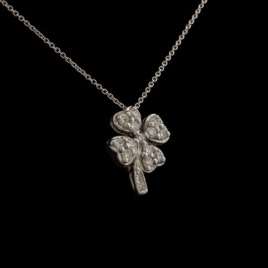 Pre-Owned Diamond 4-Leaf Clover Necklace in 18K