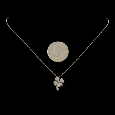 Pre-Owned Diamond 4-Leaf Clover Necklace in 18K