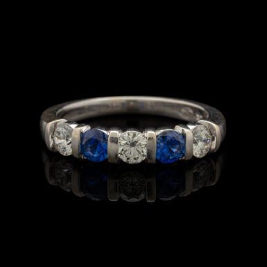 Pre-Owned Sapphire & Diamond Band in 14K White Gold