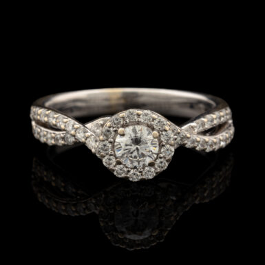 Pre-Owned Diamond Halo Ring in 14K White Gold