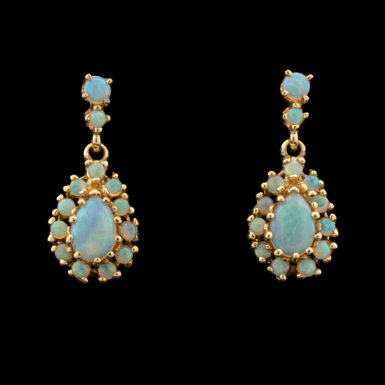 Pre-Owned Opal Dangle Earrings in 14K