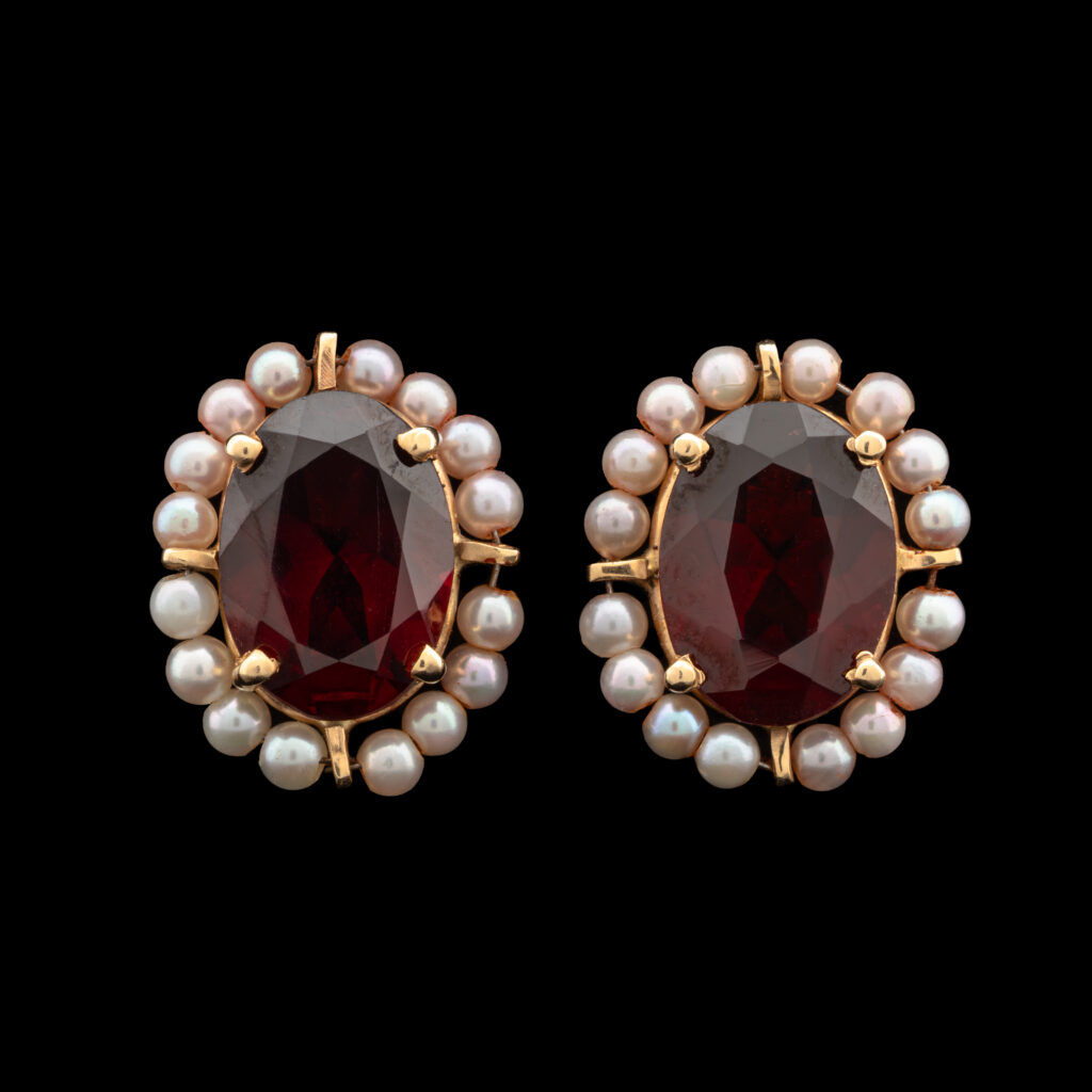 Vintage Pyrope Garnet & Pearl Earrings