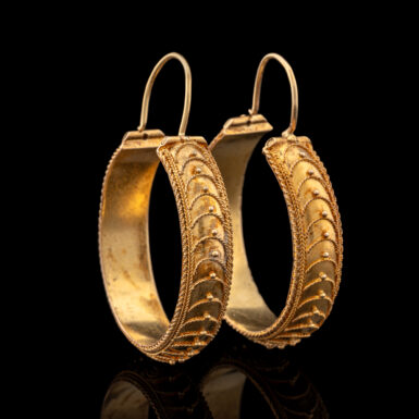 Antique 14K Fancy Hoop Earrings