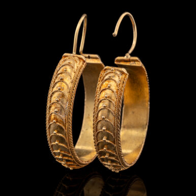 Antique 14K Fancy Hoop Earrings