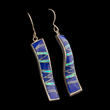 Carol Felley Pre-Owned Lapis & Synthetic Opal Earrings