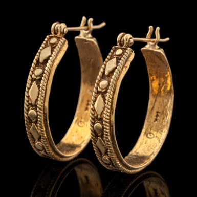 Pre-Owned 14K Fancy Hoop Earrings