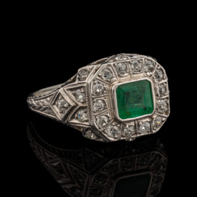 Vintage Emerald & Old Mine Diamond Ring