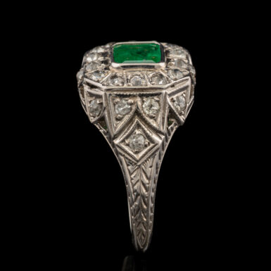 Vintage Emerald & Old Mine Diamond Ring