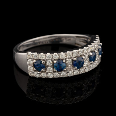 Pre-Owned Sapphire & Diamond Ring in 14K White Gold