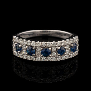 Pre-Owned Sapphire & Diamond Ring in 14K White Gold