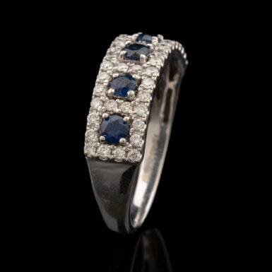 Pre-Owned Sapphire & Diamond Ring in 14K White Gold