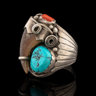 Percy Spencer Pre-Owned Native American Turquoise & Bear Claw Ring