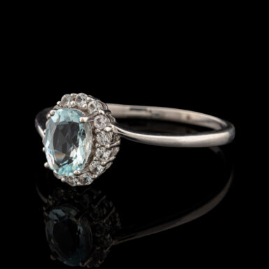 Pre-Owned Aquamarine & CZ Ring in 10K White Gold