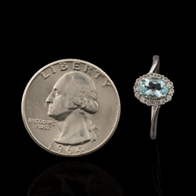 Pre-Owned Aquamarine & CZ Ring in 10K White Gold