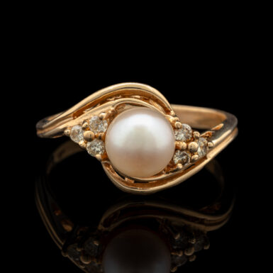 Pre-Owned Pearl & Diamond Ring in 14K