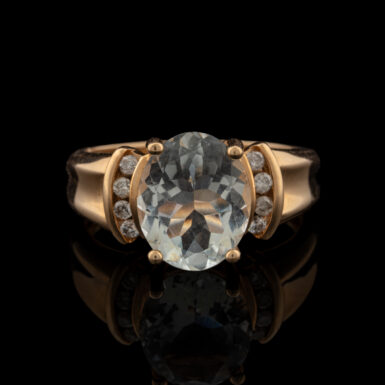 Pre-Owned Aquamarine & Diamond Ring in 10K