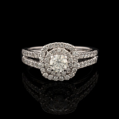 Pre-Owned 1.46 Carat tw White Gold Diamond Halo Ring