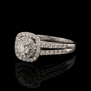 Pre-Owned 1.46 Carat tw White Gold Diamond Halo Ring