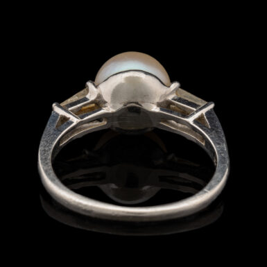 Vintage Platinum Pearl & Diamond Ring